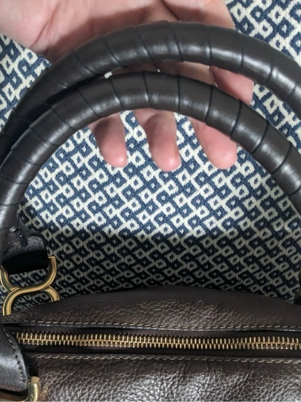Authentic Chloe Marcie Leather Handbag - Chocolate Brown
